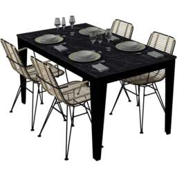 Decorotika Bud 4 Seater Black Marble Effect Dining Set - Wilko - thumbnail 3