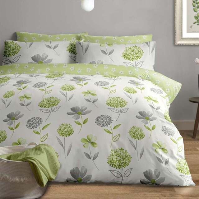 Bellissimo Home Caroline Double White and Green Duvet Set - Multi - Wilko - image 1