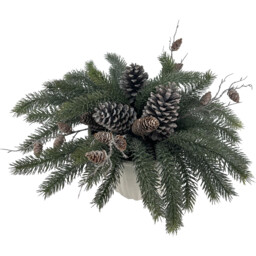 Potted Frosted Pinecone Centerpiece Green and White - Wilko - thumbnail 1