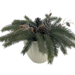 Potted Frosted Pinecone Centerpiece Green and White - Wilko - thumbnail 3