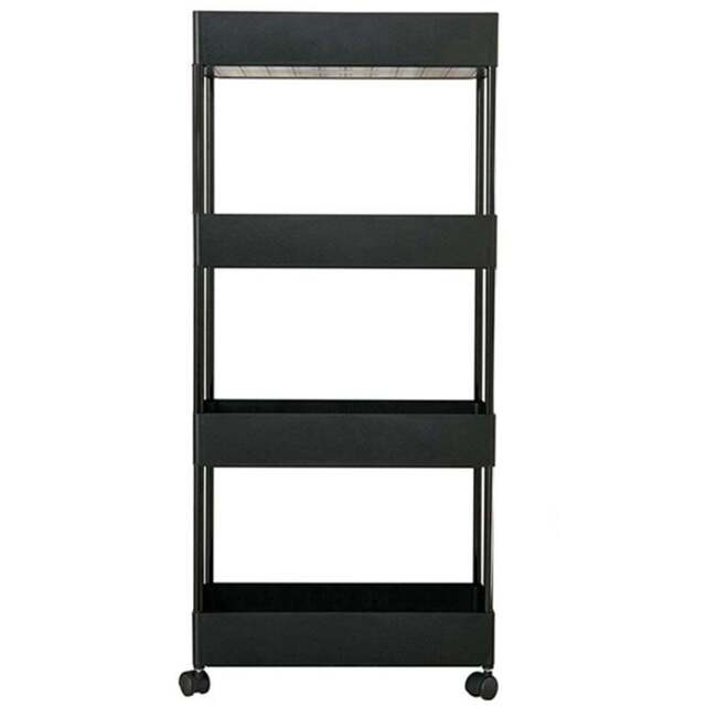Living and Home 4-Tier Black Kitchen and Bathroom Storage Trolley - Size: 4 Tier - Wilko - image 1
