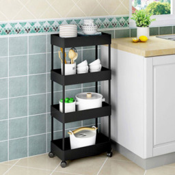 Living and Home 4-Tier Black Kitchen and Bathroom Storage Trolley - Size: 4 Tier - Wilko - thumbnail 3