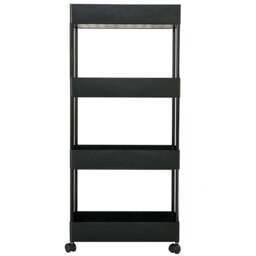Living and Home 4-Tier Black Kitchen and Bathroom Storage Trolley - Size: 4 Tier - Wilko