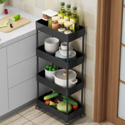 Living and Home 4-Tier Black Kitchen and Bathroom Storage Trolley - Size: 4 Tier - Wilko - thumbnail 7