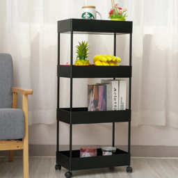 Living and Home 4-Tier Black Kitchen and Bathroom Storage Trolley - Size: 4 Tier - Wilko - thumbnail 6