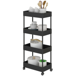 Living and Home 4-Tier Black Kitchen and Bathroom Storage Trolley - Size: 4 Tier - Wilko - thumbnail 4