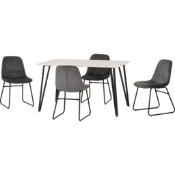 Seconique Marlow and Lukas 4 Seater Dining Set White Marble and Grey Velvet - White Marble/Grey Velvet - Wilko - thumbnail 4