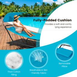 Costway Blue Canopy Garden Hammock with Cushion - Size: 89 x 58 x 17cm - Wilko - thumbnail 7