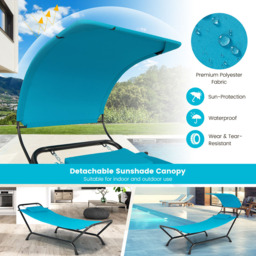 Costway Blue Canopy Garden Hammock with Cushion - Size: 89 x 58 x 17cm - Wilko - thumbnail 6
