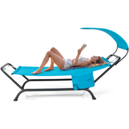Costway Blue Canopy Garden Hammock with Cushion - Size: 89 x 58 x 17cm - Wilko - thumbnail 4