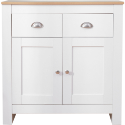 FurnitureHMD 2 Door 2 Drawer White and Oak Effect Wooden Sideboard - Size: 81 x 79 x 35cm - Wilko - thumbnail 4