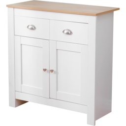FurnitureHMD 2 Door 2 Drawer White and Oak Effect Wooden Sideboard - Size: 81 x 79 x 35cm - Wilko - thumbnail 3