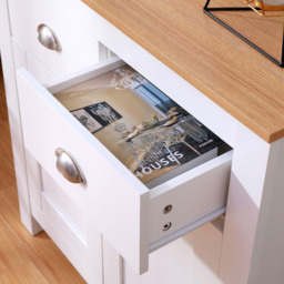 FurnitureHMD 2 Door 2 Drawer White and Oak Effect Wooden Sideboard - Size: 81 x 79 x 35cm - Wilko - thumbnail 6