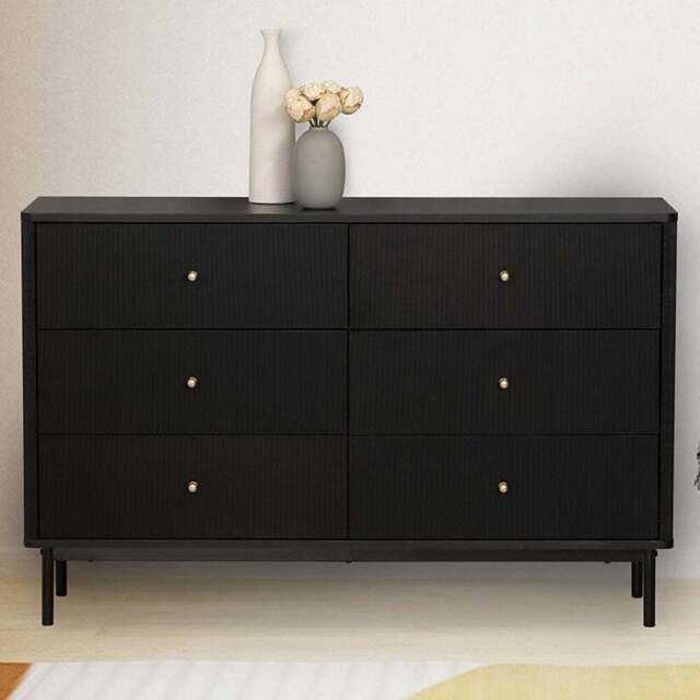 Emilia 6 Drawer Black Chest of Drawers - Wilko - image 1