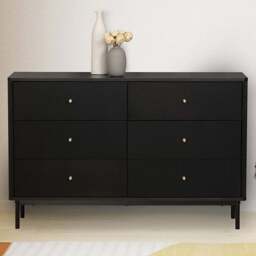 Emilia 6 Drawer Black Chest of Drawers - Wilko - thumbnail 1
