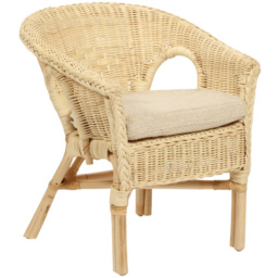 Desser Furniture Natural Wicker Kid Size Loom Chair with Cushion - Size: Single - Cream - Wilko - thumbnail 3