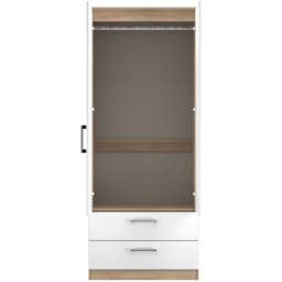 Crowndale Devon 2 Door 2 Drawer Matt White and Bardolino Oak Mirrored Wardrobe Ready Assembled - White Matt & Bardolino Oak - Wilko - thumbnail 3