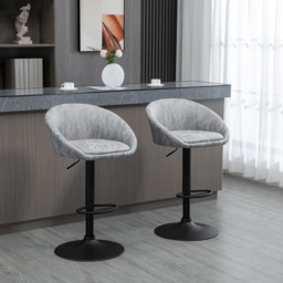 Portland Light Grey PU Leather Height Adjustable Swivel Bar Stool Set of 2 - Wilko - thumbnail 4