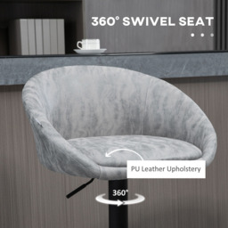 Portland Light Grey PU Leather Height Adjustable Swivel Bar Stool Set of 2 - Wilko - thumbnail 5