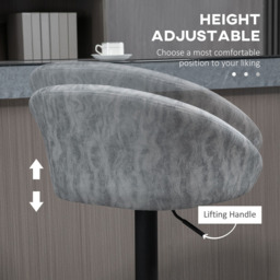 Portland Light Grey PU Leather Height Adjustable Swivel Bar Stool Set of 2 - Wilko - thumbnail 6
