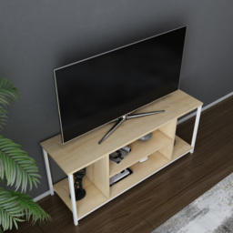 Decorotika Rinaldo 4 Open Shelf White and Oak Wide TV Unit - Size: 51 x 120 x 35cm - Multi - Wilko - thumbnail 4