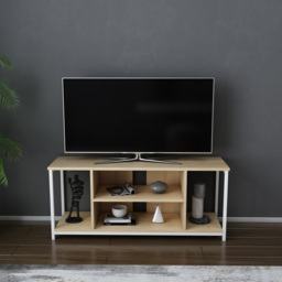 Decorotika Rinaldo 4 Open Shelf White and Oak Wide TV Unit - Size: 51 x 120 x 35cm - Multi - Wilko - thumbnail 5