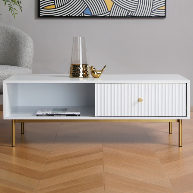 Devon Single Drawer Single Shelf White Coffee Table - Home Garden Direct - Wilko - image 1