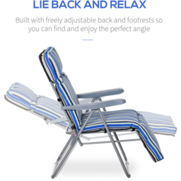 Outsunny Set of 2 Blue and White Adjustable Sun Lounger - Size: 1 Seater - Wilko - thumbnail 7