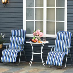 Outsunny Set of 2 Blue and White Adjustable Sun Lounger - Size: 1 Seater - Wilko