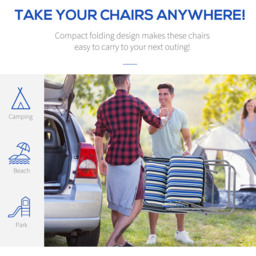 Outsunny Set of 2 Blue and White Adjustable Sun Lounger - Size: 1 Seater - Wilko - thumbnail 6
