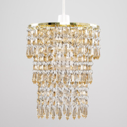 ValueLights 3-Tier Gold and Champagne Acrylic Bead Droplet Ceiling Lamp Shade - Size: 23 x 20 x 20cm - Wilko - thumbnail 4