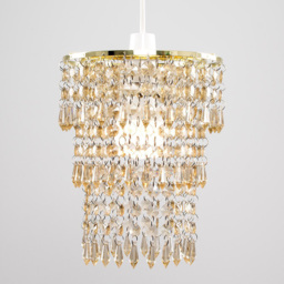 ValueLights 3-Tier Gold and Champagne Acrylic Bead Droplet Ceiling Lamp Shade - Size: 23 x 20 x 20cm - Wilko - thumbnail 5