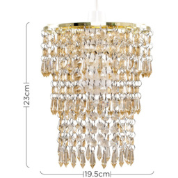 ValueLights 3-Tier Gold and Champagne Acrylic Bead Droplet Ceiling Lamp Shade - Size: 23 x 20 x 20cm - Wilko - thumbnail 7
