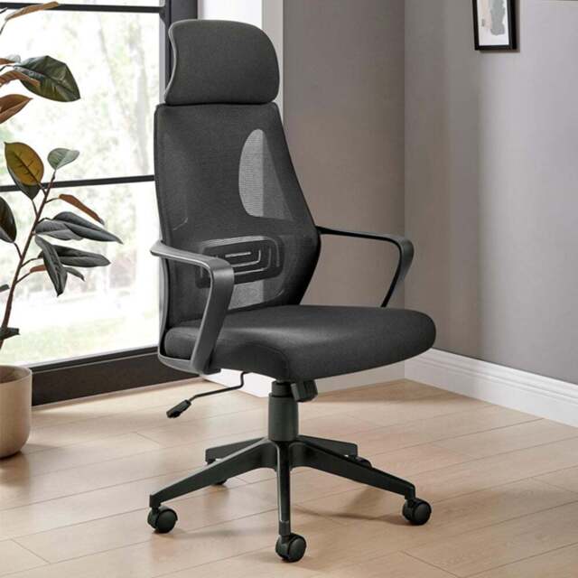Furniturebox Trico Black Mesh and Fabric Office Chair - Size: 61 x 62 x 61cm - Wilko - image 1