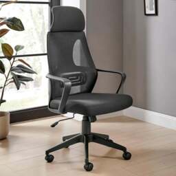 Furniturebox Trico Black Mesh and Fabric Office Chair - Size: 61 x 62 x 61cm - Wilko - thumbnail 1