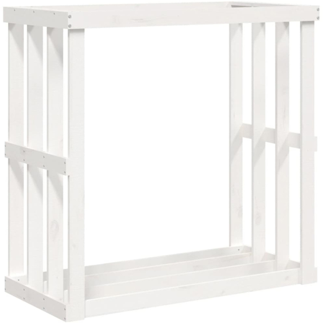 vidaXL White Solid Pine Wood Log Holder 108 x 52 x 106cm - Size: 106 x 108 x 52cm - Wilko - image 1