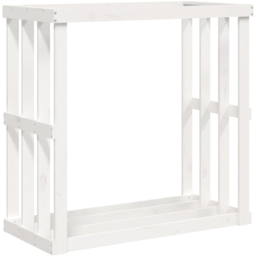 vidaXL White Solid Pine Wood Log Holder 108 x 52 x 106cm - Size: 106 x 108 x 52cm - Wilko