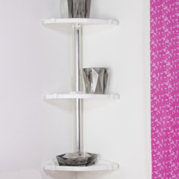 Premier Housewares 3 Tier Wall Mountable Corner Shelf Unit - Size: 21 x 21 x 63cm - White - Wilko - thumbnail 3
