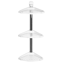 Premier Housewares 3 Tier Wall Mountable Corner Shelf Unit - Size: 21 x 21 x 63cm - White - Wilko - thumbnail 1