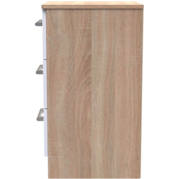 Crowndale Devon 3 Drawer Matt White and Bardolino Oak Bedside Cabinet Ready Assembled - White Matt & Bardolino Oak - Wilko - thumbnail 4