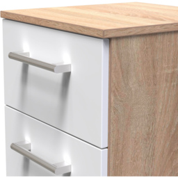 Crowndale Devon 3 Drawer Matt White and Bardolino Oak Bedside Cabinet Ready Assembled - White Matt & Bardolino Oak - Wilko - thumbnail 6