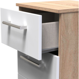 Crowndale Devon 3 Drawer Matt White and Bardolino Oak Bedside Cabinet Ready Assembled - White Matt & Bardolino Oak - Wilko - thumbnail 7
