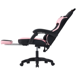 Living and Home Black and Pink Cat Ear Design Gaming Chair with Massage Lumbar Pillow - Size: 123 x 59 x 88cm - Black + Pink - Wilko - thumbnail 4