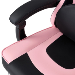 Living and Home Black and Pink Cat Ear Design Gaming Chair with Massage Lumbar Pillow - Size: 123 x 59 x 88cm - Black + Pink - Wilko - thumbnail 7