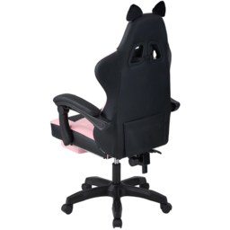 Living and Home Black and Pink Cat Ear Design Gaming Chair with Massage Lumbar Pillow - Size: 123 x 59 x 88cm - Black + Pink - Wilko - thumbnail 5