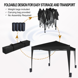 Black Pop Up Outdoor Gazebo 3 x 3m - MCC - Wilko - thumbnail 4