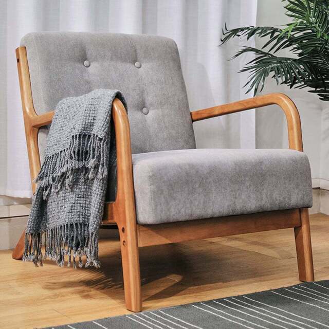 Living and Home Upholstered Tufted Armchair - Size: Single - Grey - Wilko - image 1