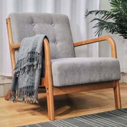Living and Home Upholstered Tufted Armchair - Size: Single - Grey - Wilko