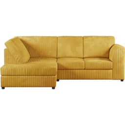 Luxor 4 Seater Mustard Jumbo Cord Full Back Left Hand L Shape Corner Sofa - Yellow - Wilko - thumbnail 3