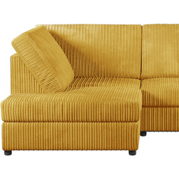 Luxor 4 Seater Mustard Jumbo Cord Full Back Left Hand L Shape Corner Sofa - Yellow - Wilko - thumbnail 4